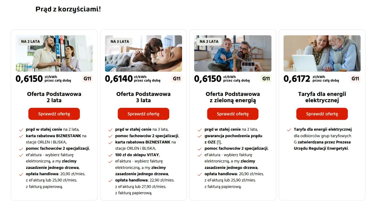 Oferta Podstawowa 2 lata: 0,6150 zł/kWh przez całą dobę. Opłata sieciowa zmienna całodobowa Energa.