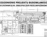 Uzgodnienie projektu budowlanego z rzeczoznawcą ppoż. - plan magazynów samoobsługowych i pomieszczeń biurowych.