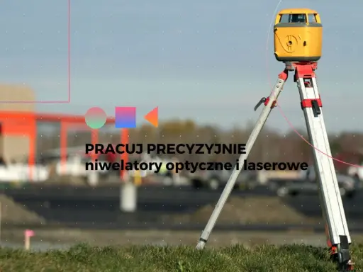 Precyzyjny niwelator laserowy na statywie, pokazujący, jak działa niwelator optyczny i laserowy na budowie.