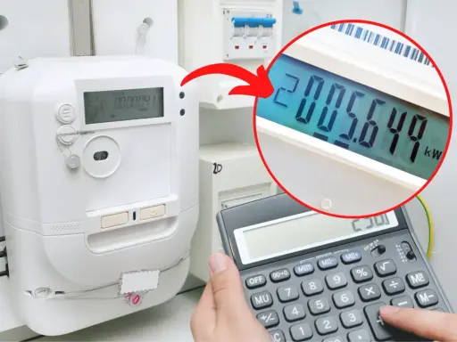 Jak odczytać licznik prądu? Na ekranie licznika widać zużycie 000004.1 kWh, a na kalkulatorze wpisano 2005.649.