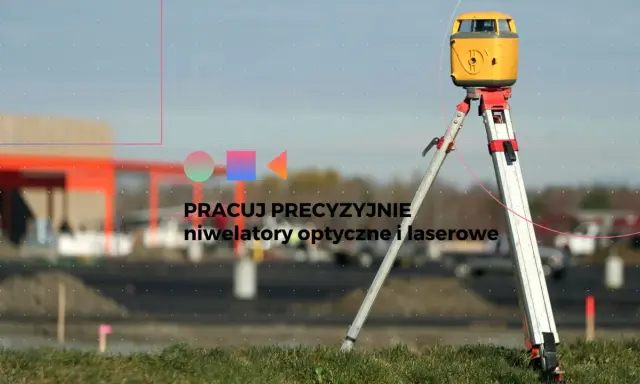 Precyzyjny niwelator laserowy na statywie, pokazujący, jak działa niwelator optyczny i laserowy na budowie.