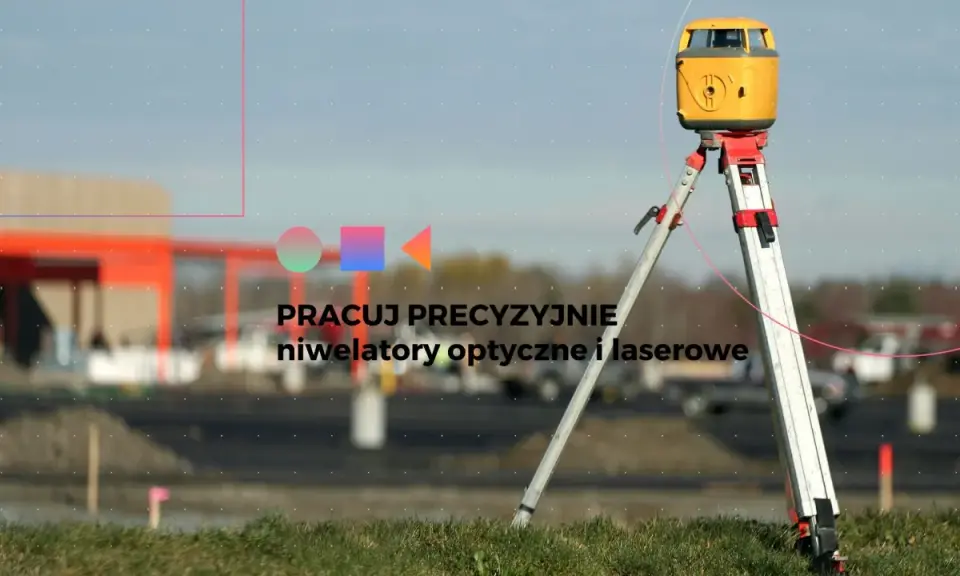 Precyzyjny niwelator laserowy na statywie, pokazujący, jak działa niwelator optyczny i laserowy na budowie.